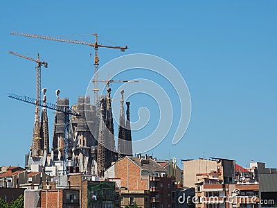 Works of the Sagrada Familia in Barcelona, â€‹â€‹Spain Editorial Stock Photo